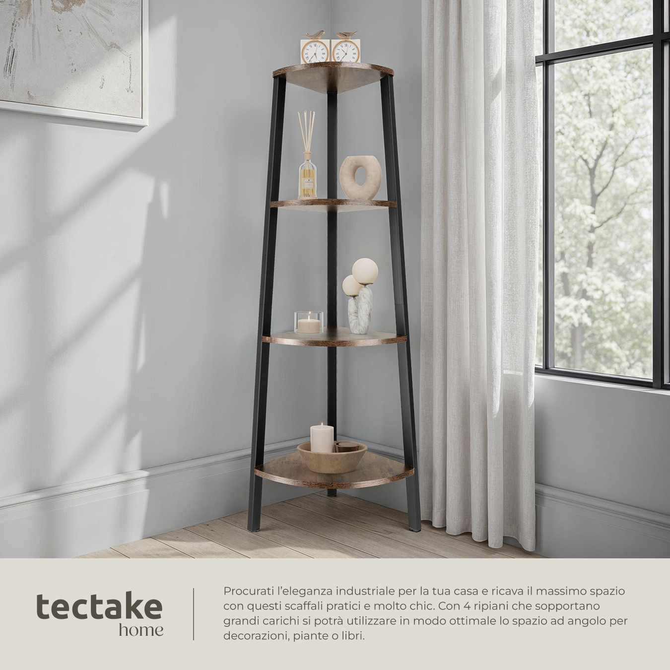 Scaffali ad angolo Newbridge 4 ripiani Stile ndustriale Antiribaltamento - Foto 4 di 25