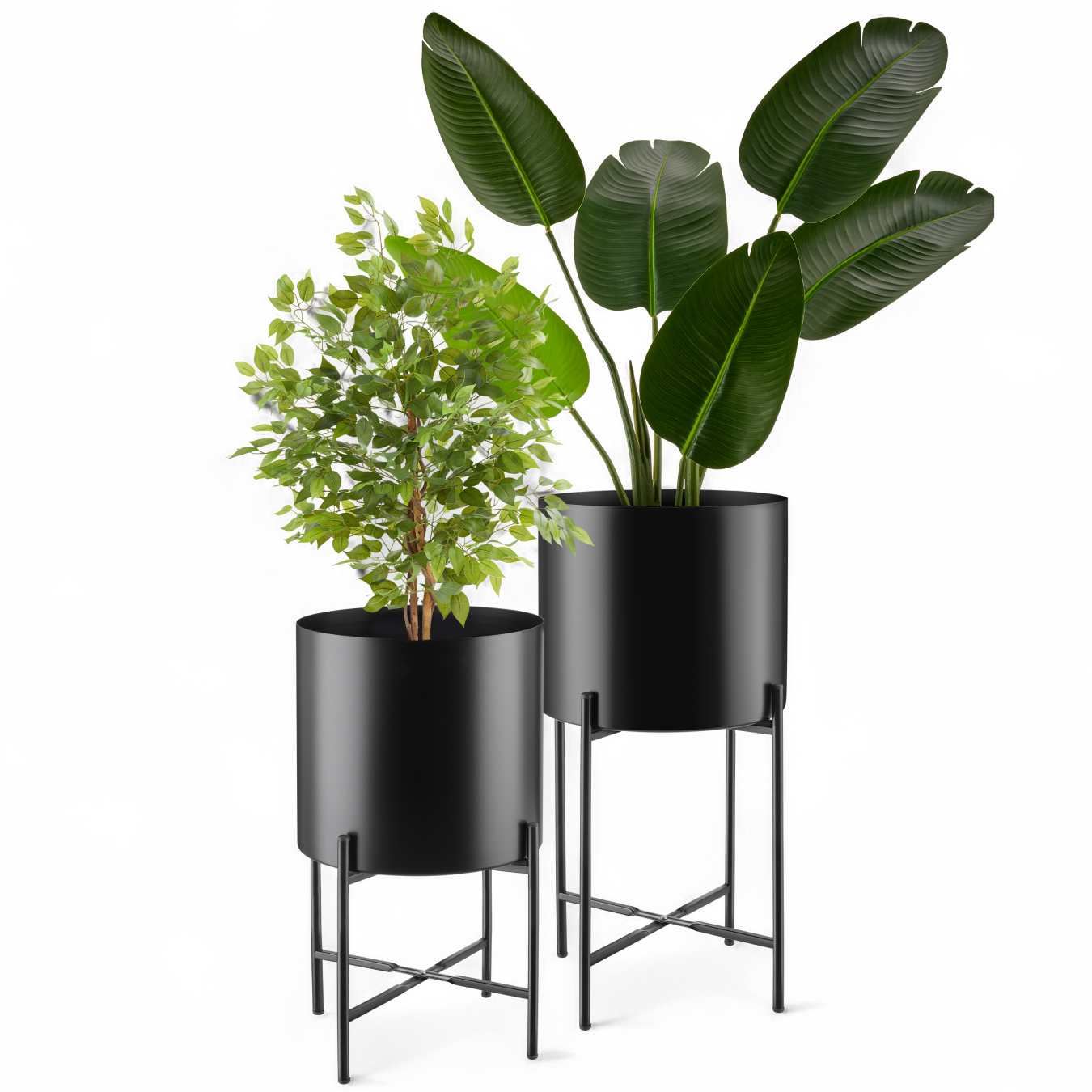 Support de plantes MINE en acier revêtu par poudre - noir de tectake