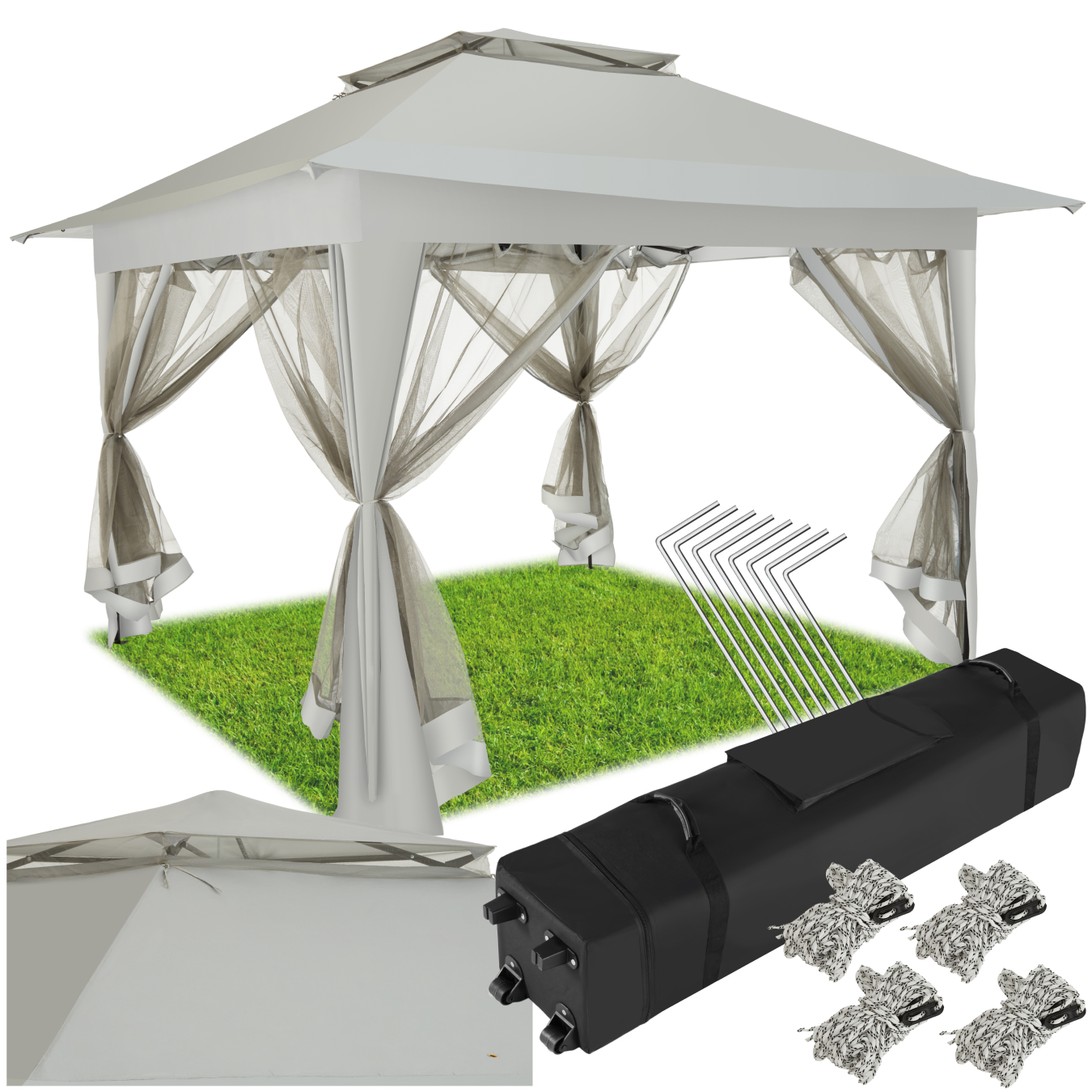 Tenda dobrável Carabobo 3,64x3,64x2,94m - cinzento
