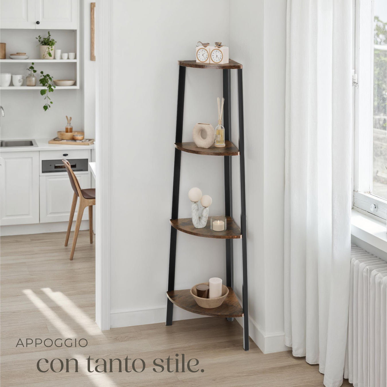 Scaffali ad angolo Newbridge 4 ripiani Stile ndustriale Antiribaltamento - Foto 9 di 25