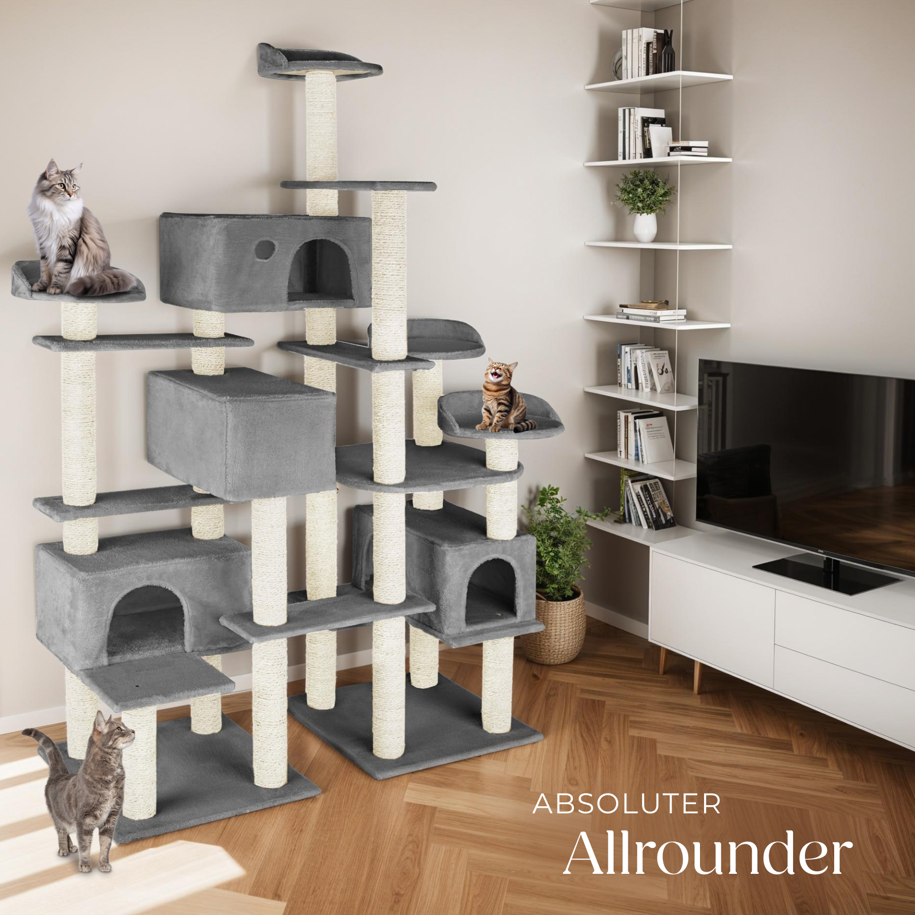Kratzbaum Katzenkratzbaum XXL Katzenbaum große Katzen Kletterbaum 214cm Stabil