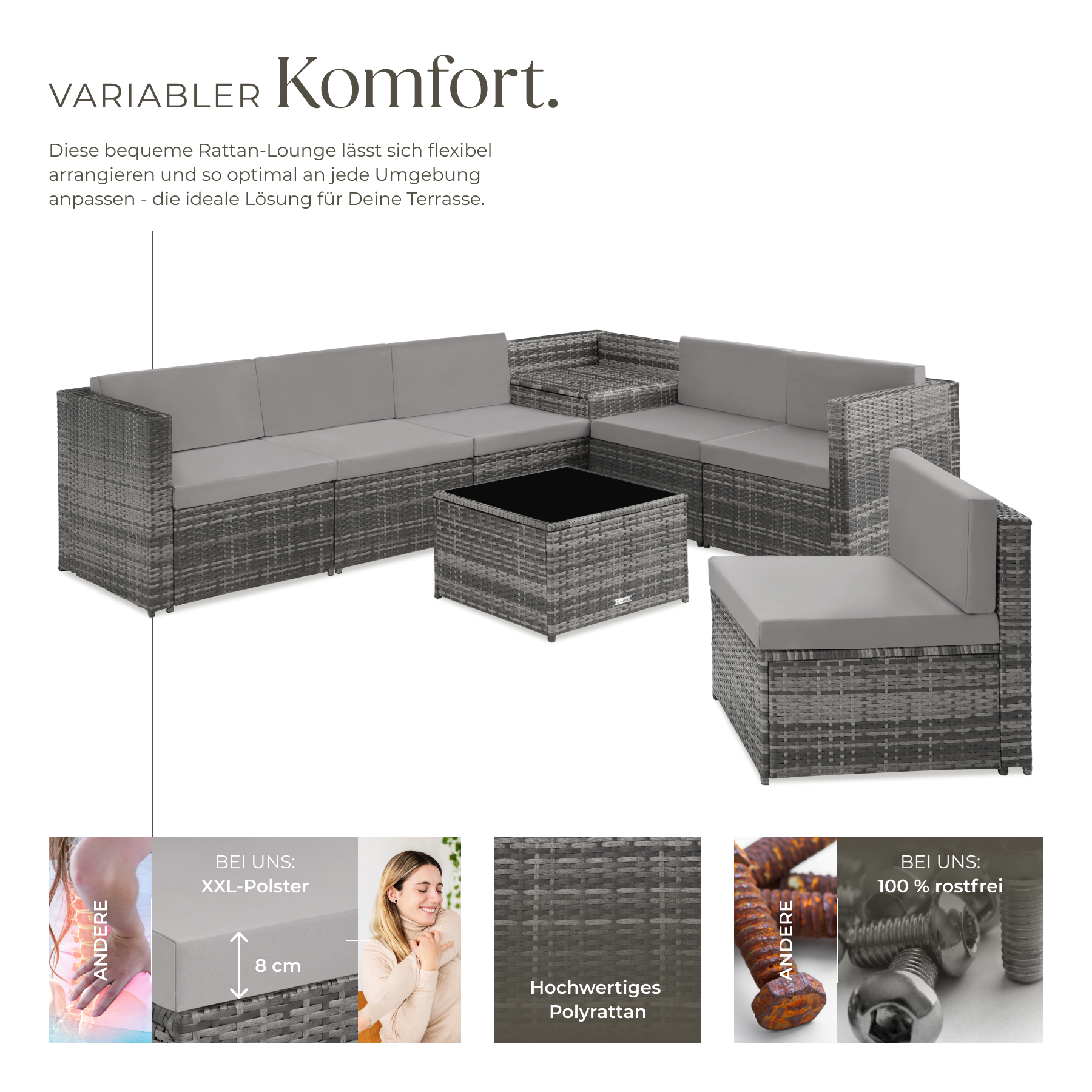 Poly Rattan Sitzgruppe Lounge Gartenmöbel Garnitur Garten Möbel Tisch Sofa Set
