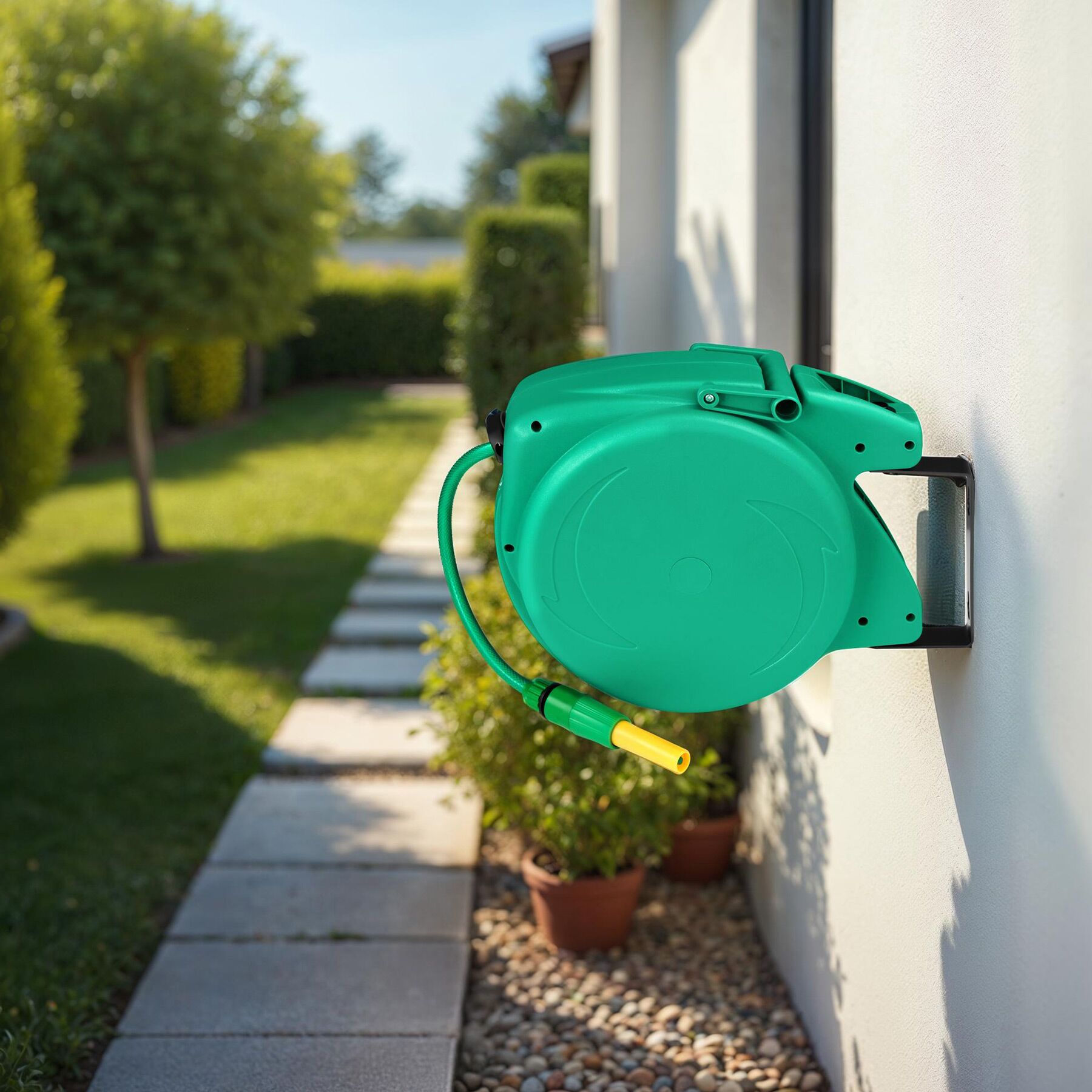 Avvolgitubo Tubo da giardino da parete irrigazione Incl spruzzatore d’acqua 10m - Foto 10 di 25