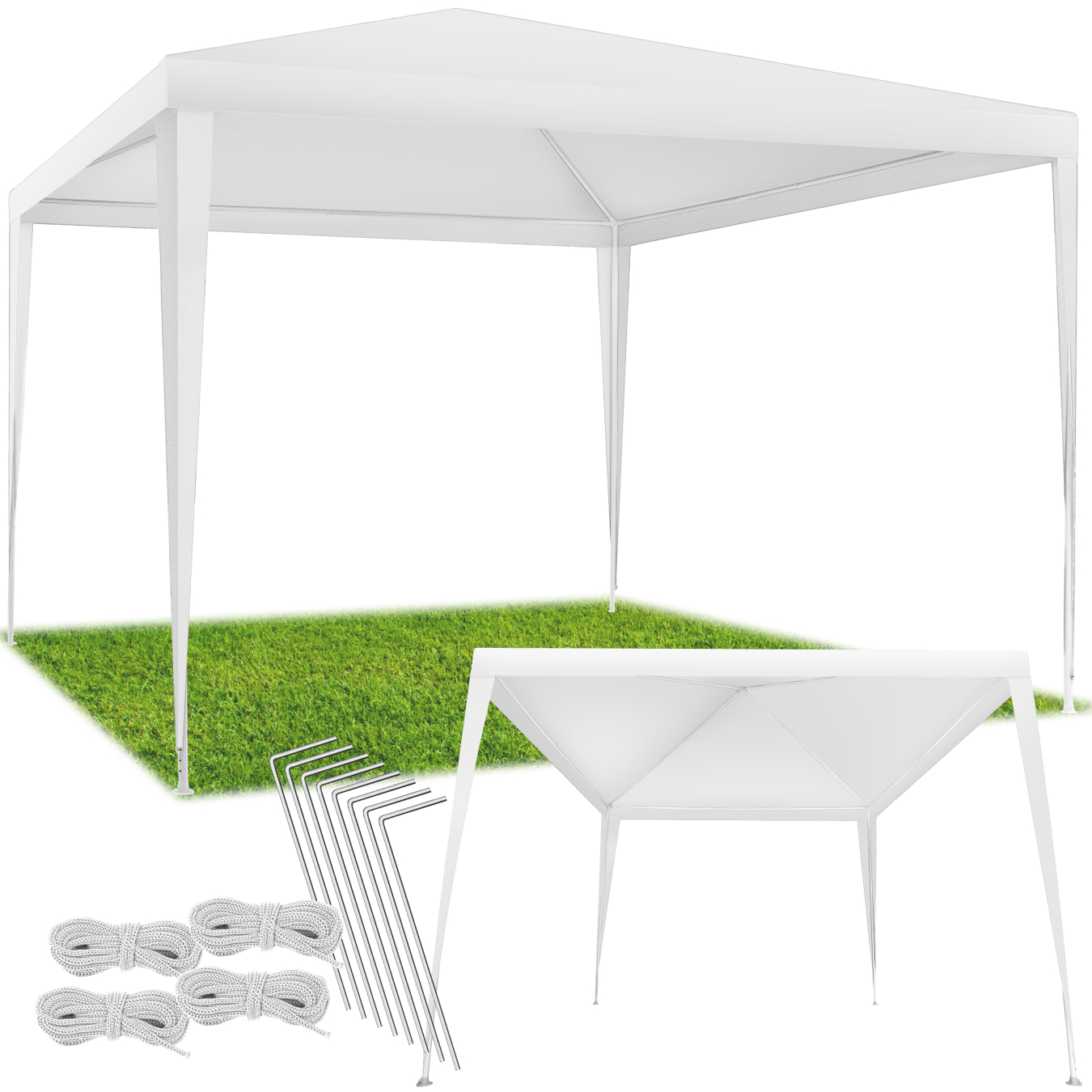 tectake - Pavillon FARAH imperméable avec système enfichable 3x3m - blanc