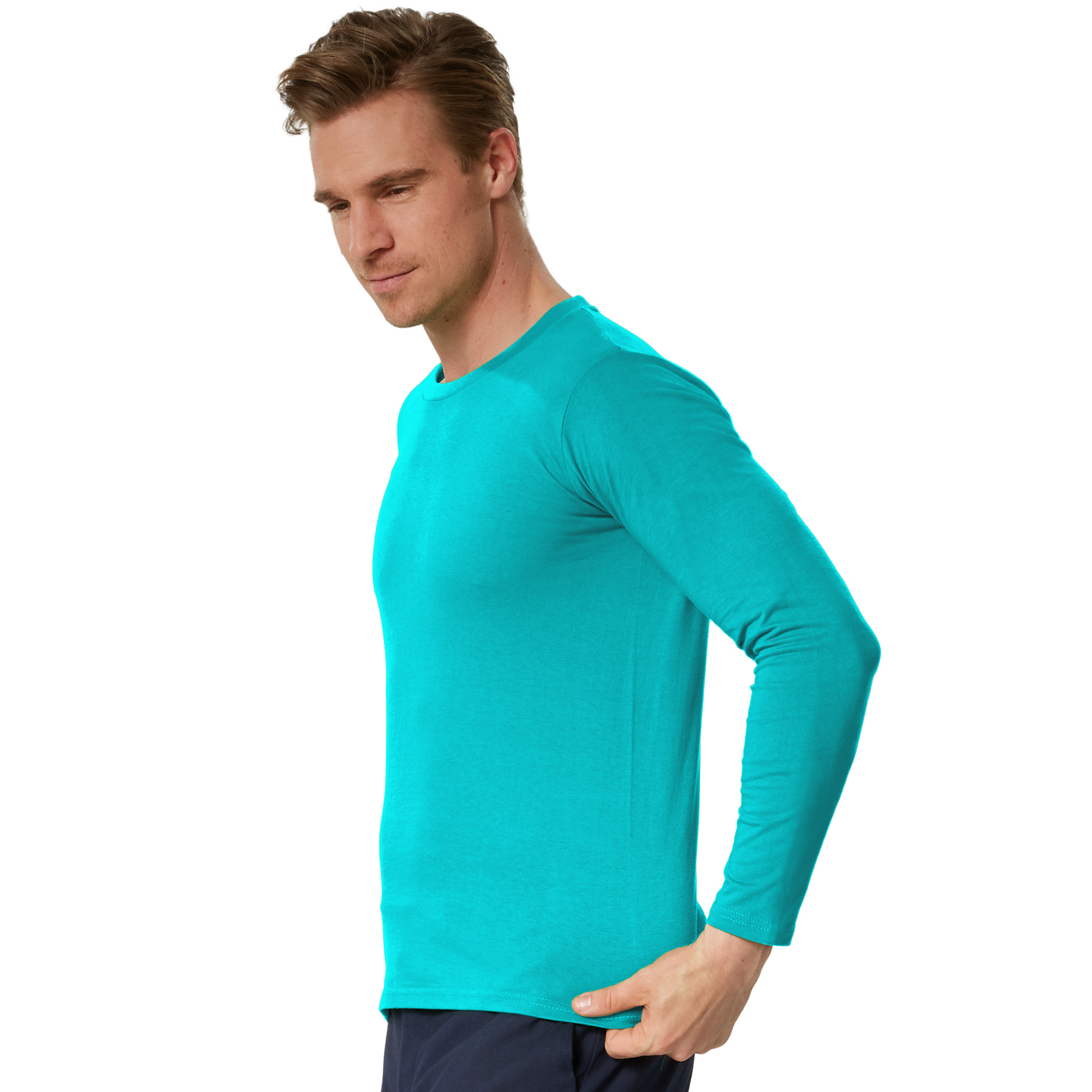 Camiseta de manga larga para hombre camiseta de manga larga lisa sudadera de manga larga suéter nuevo - Imagen 81 de 120