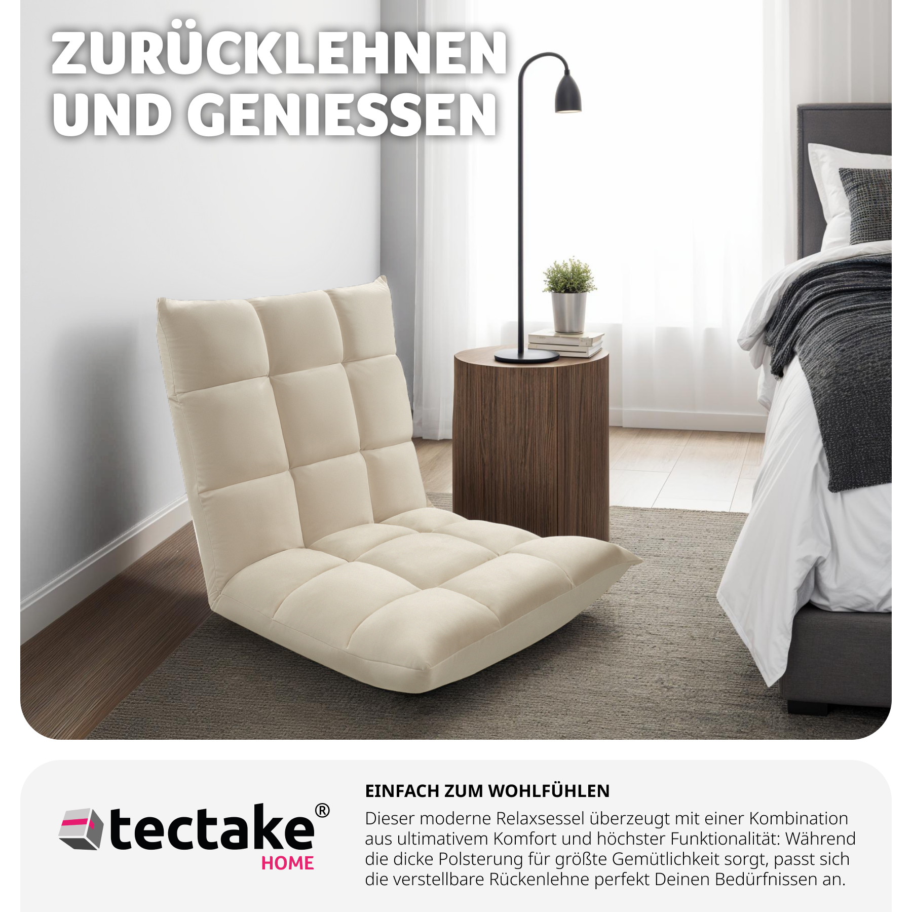 Bodensessel 2-in-1 Relaxsessel Klappbar Bodenstuhl 14-fach Verstellbar 120kg