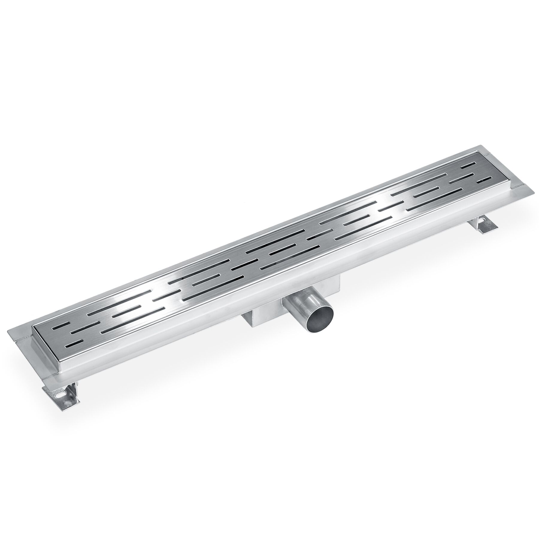 Shower Drain - linear shape, stainless steel, odour stop and hair strainer - 60 cm | tectake