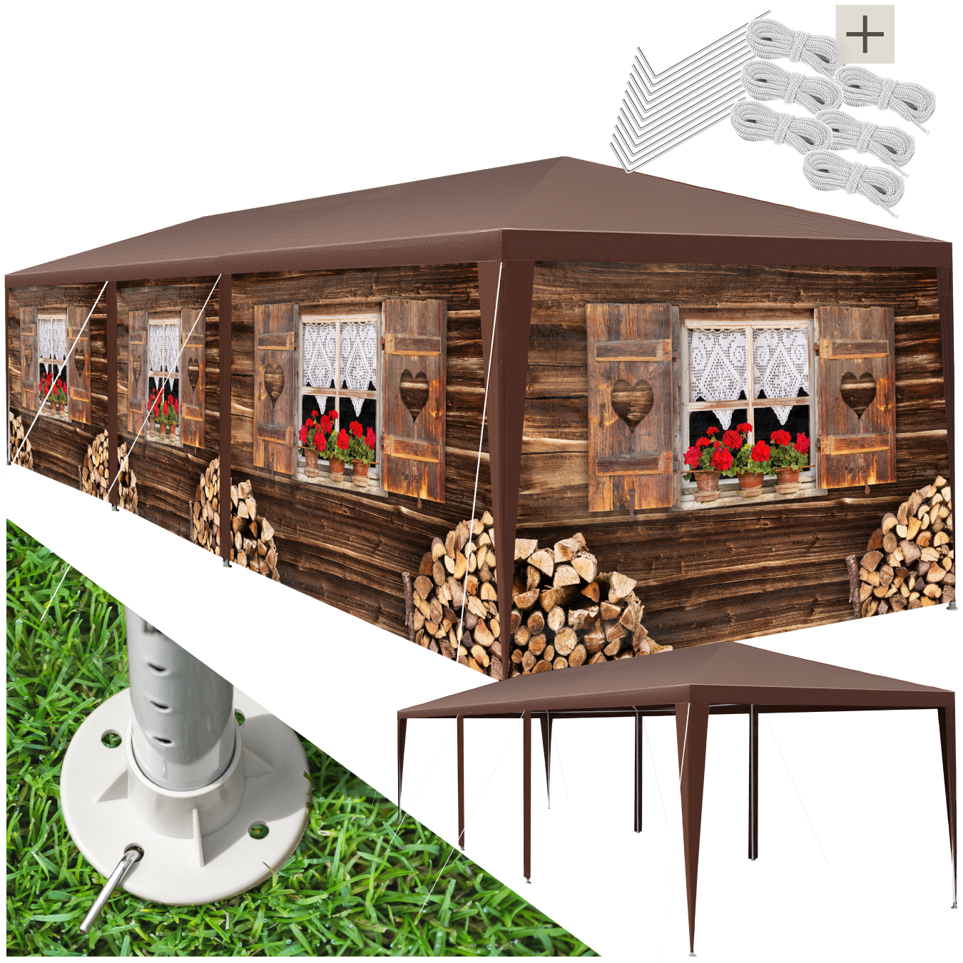 Pavillon ALMCHALET avec parois amovibles - 9 m | tectake