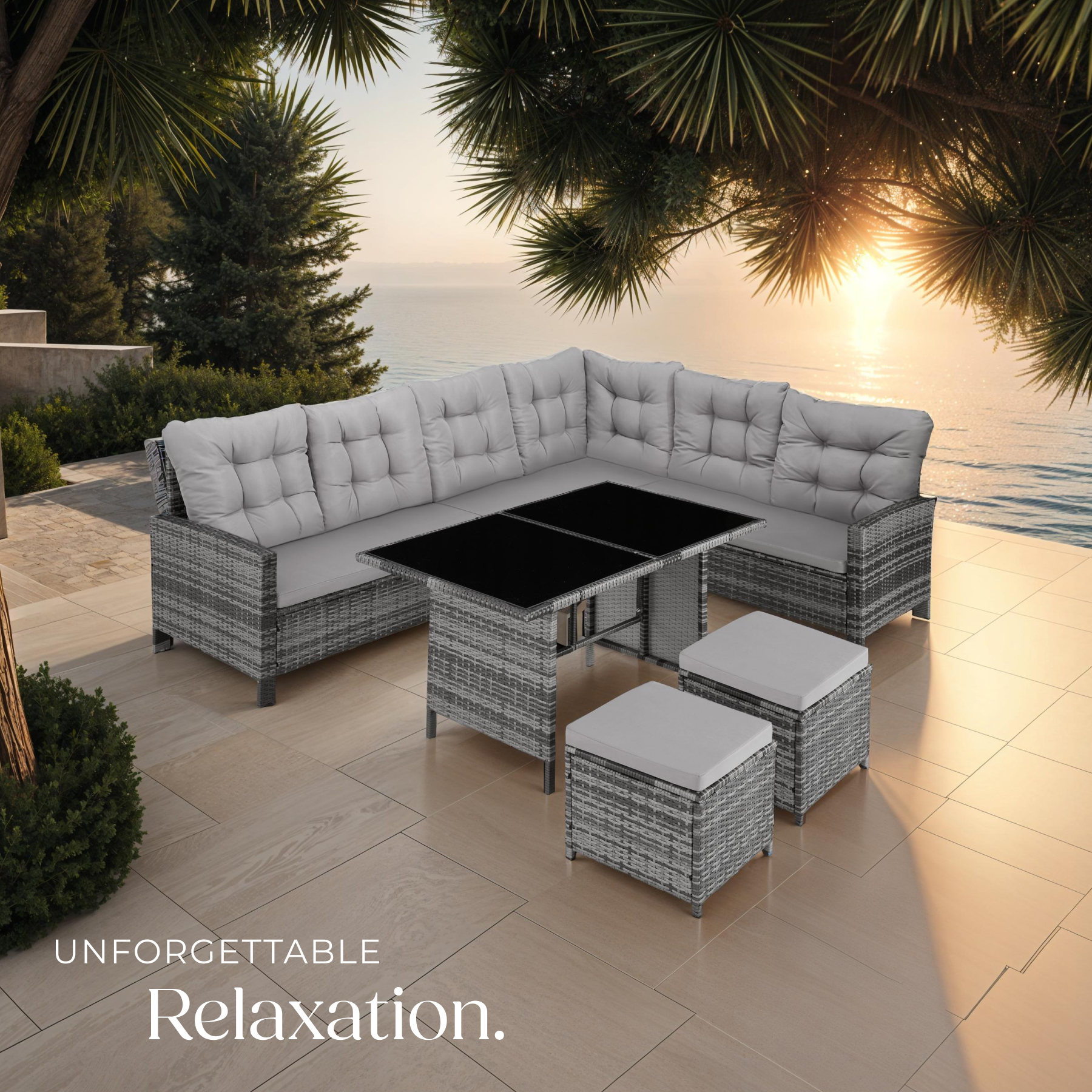 Corner Sofa Garden Furniture Table and Chairs Rattan Set Outdoor Metal Bistro - Picture 33 of 61