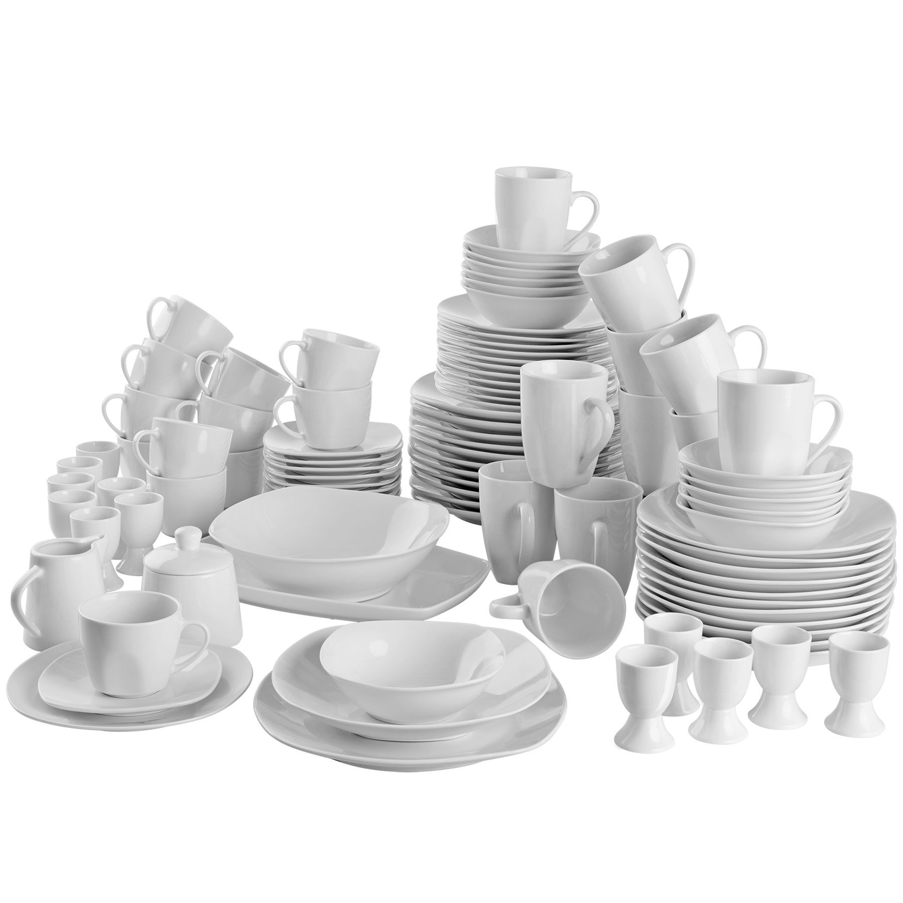 Serwis obiadowy Salerno, porcelana, dla 12 osób, 100 elementów - biały