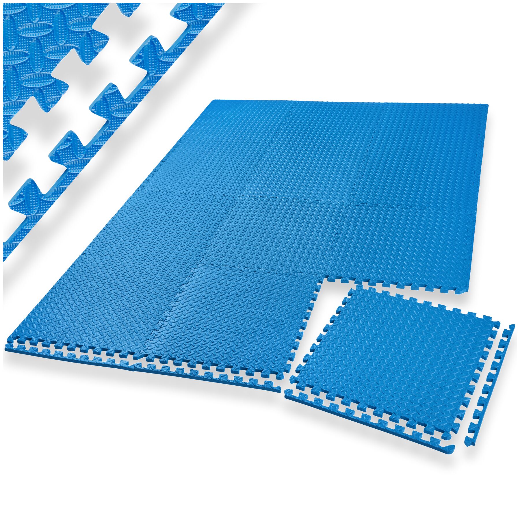 Gym Mats - 12 interlocking sections with 24 edge pieces - blue | tectake