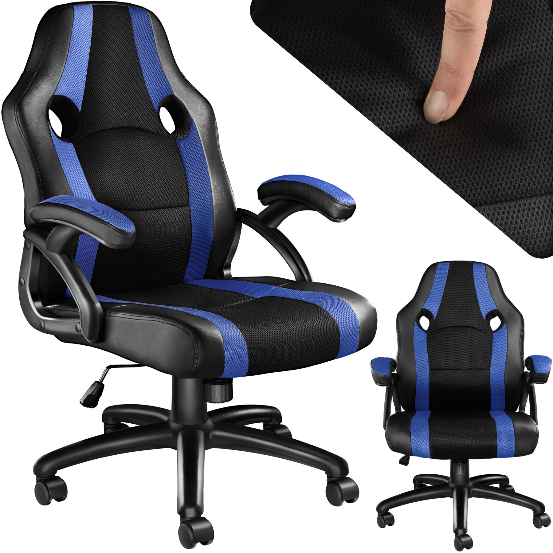 Bürostuhl Benny - schwarz/blau von tectake