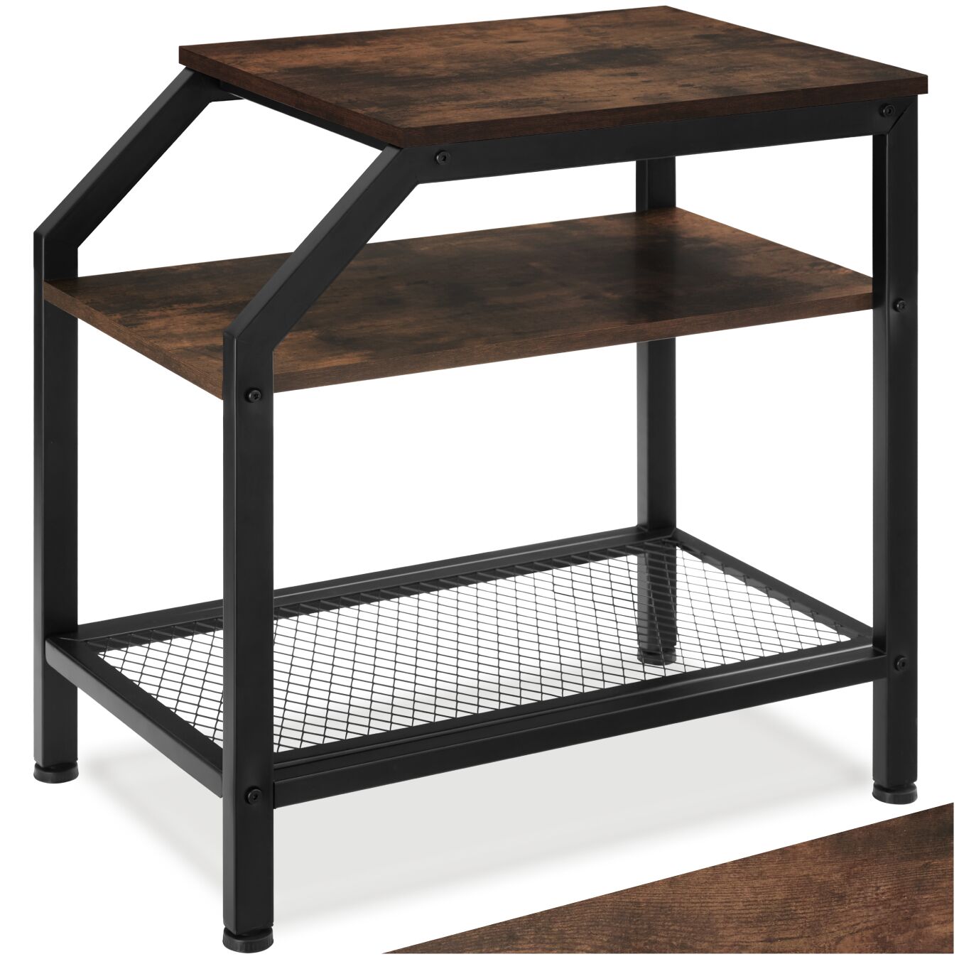 Mesa de apoio Plymouth - Madeira industrial escura, rústica | tectake