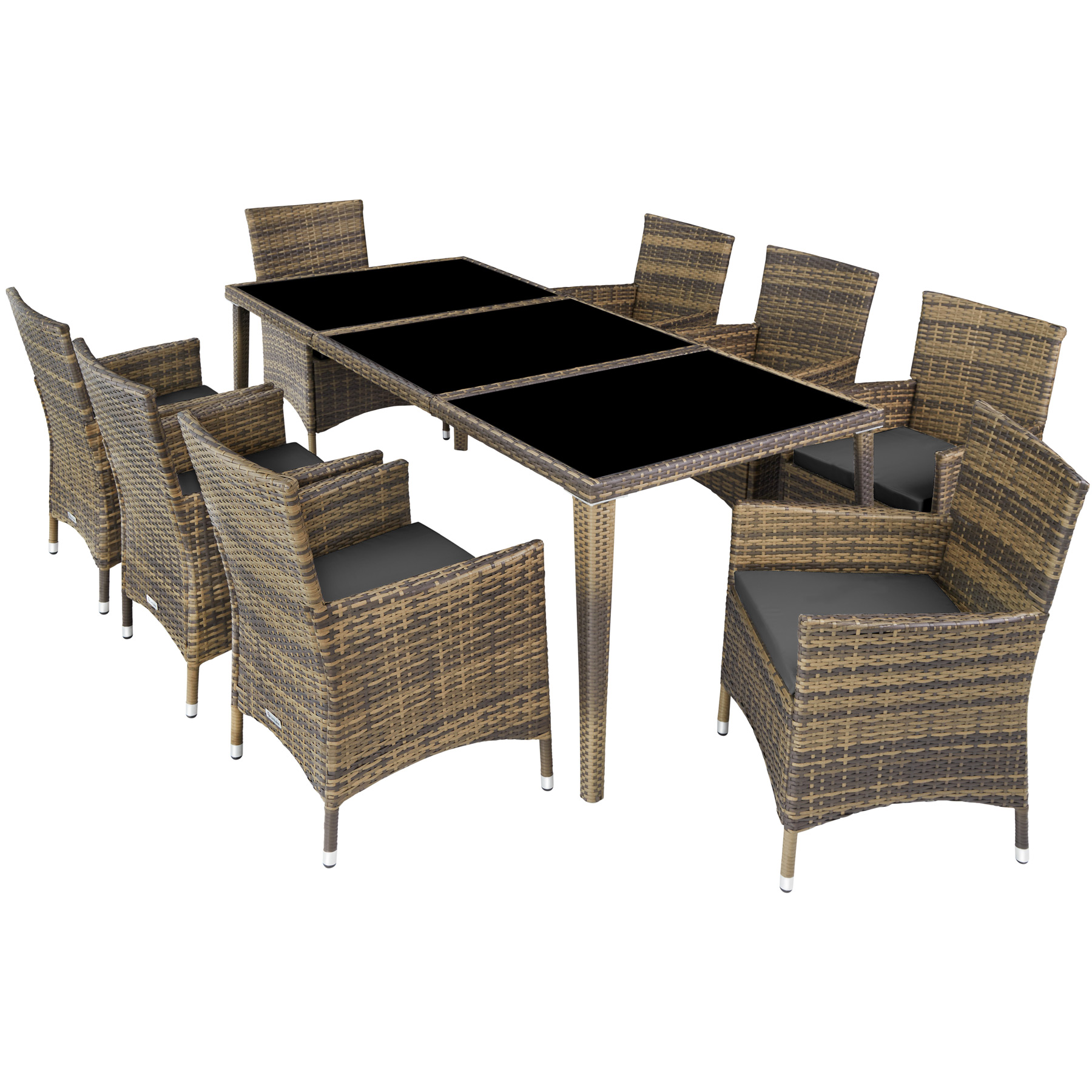 Rattan garden dining set XL 8 Chairs, 1 Table Outdoor Patio Seater
