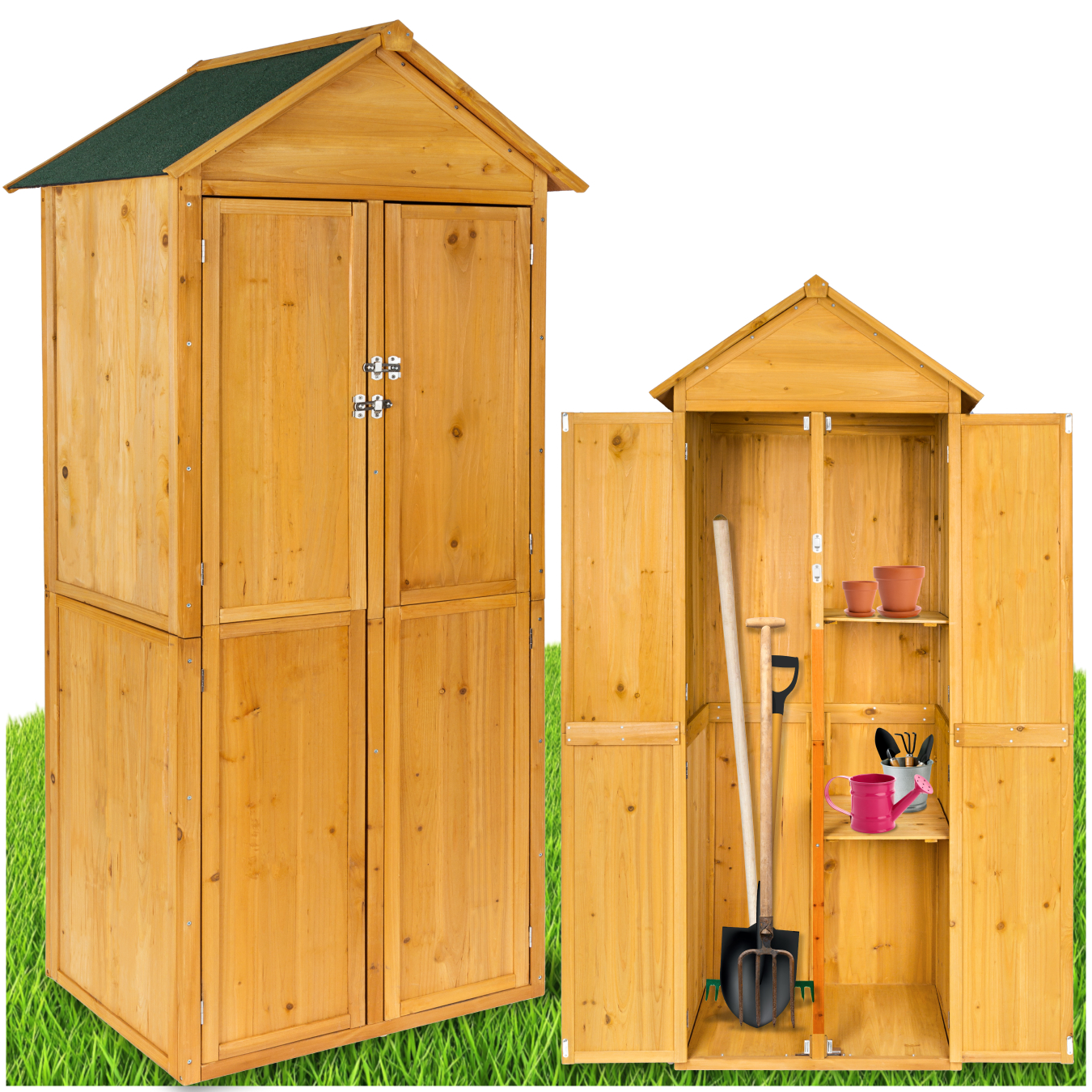 Armoire de jardin Kadi 80,5 x 60 x 213,5 cm - marron